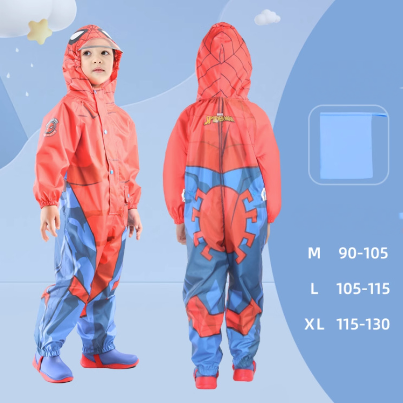 Disney Unisex Children's Raincoat with a large brim design soft EVA material Children's raincoat set Reflective belt design for hooded rainc