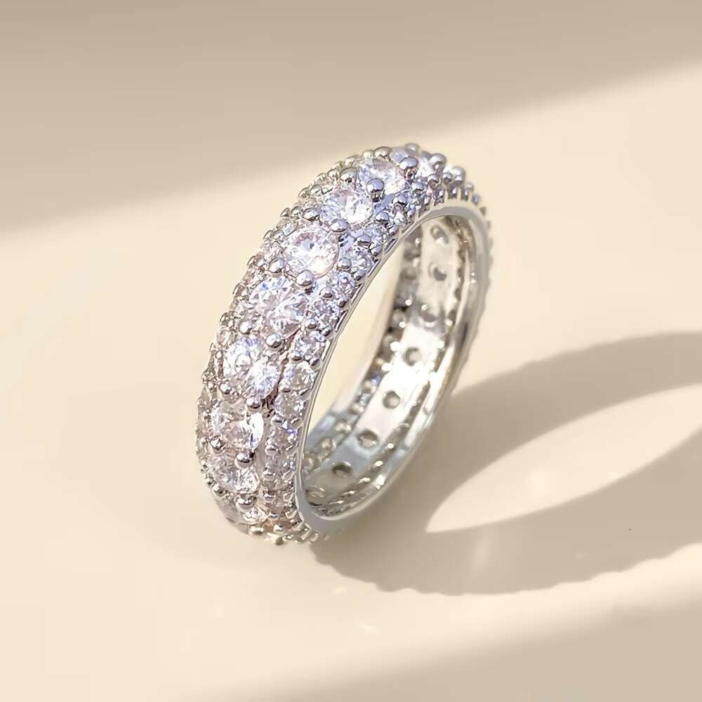 Mens Luxury 925 Sterling Silver Wedding Bands 14K Purity Whole White Zircon Gemstone Dainty Hip Hop Brilliant Cut for Weddings