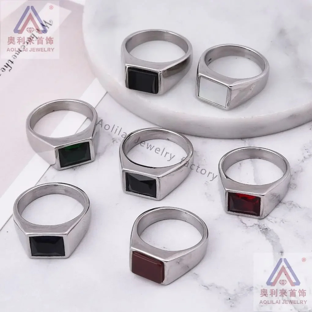 R3363 Mens/Women High Quality 316L Stainless Steel Onyx Party Rings Fashion Trend Jewelry 250701