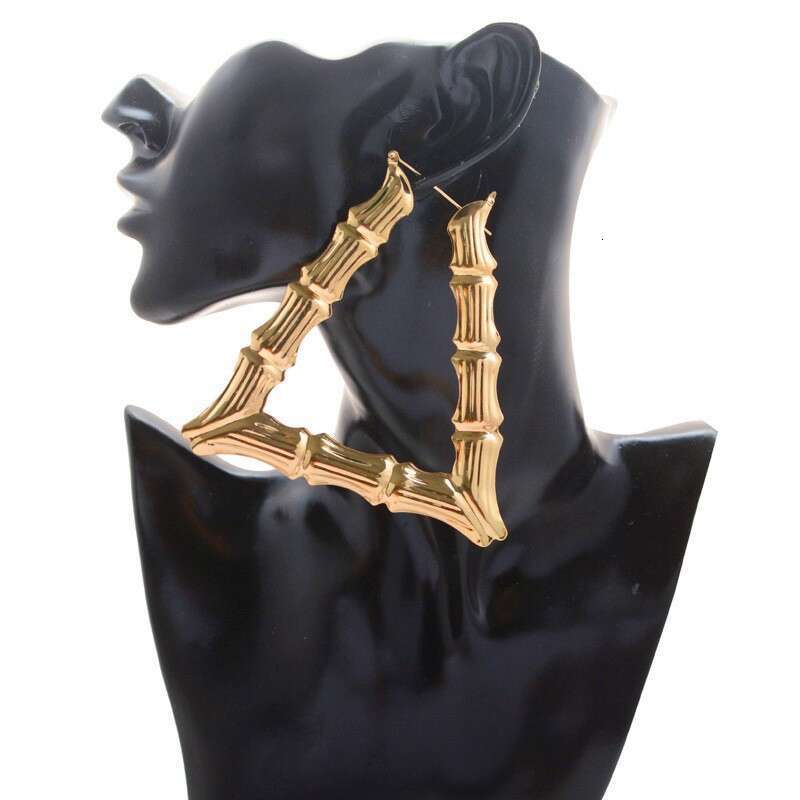 Exaggerated Gold Large Hoop Hip-Hop Street Dance Oversized Bamboo Knot Earrings