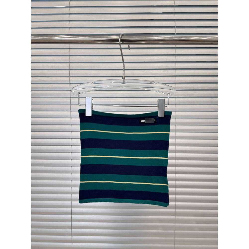Miu Home Spring Summer New Striped Tube American Style Sexy Hot Girl Letter Patch Layered Jacquard Top For Women B5