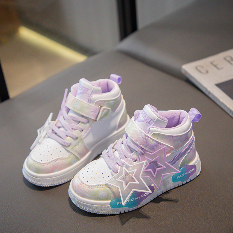 2025 Autumn Girl's Sports Shoes Children's Slip - on Shoes Cartoon Princess Running Shoes Waterproof and Anti - slip Little Girl's Shoe