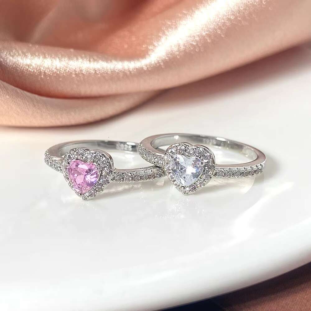 In Stock Luxury Womens 925 Sterling Silver Engagement Heart Ring White Gold Plated for Weddings Colorful for Women