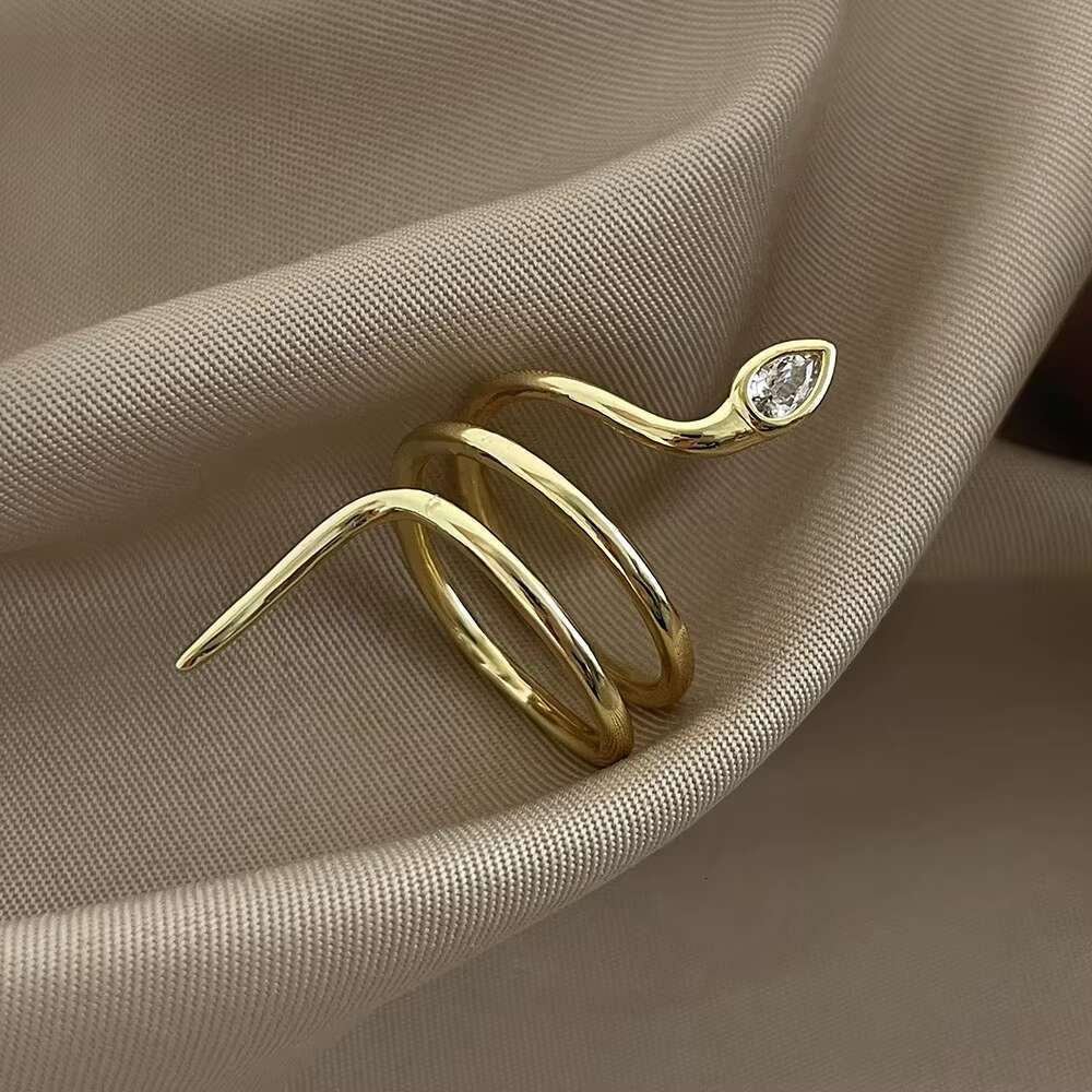 TIKTOK 925 Sterling Silver Snake Finger Ring Cute Sexy Twist Design Vintage Rhodium 14K Gold Plated Zircon for Weddings Gifts