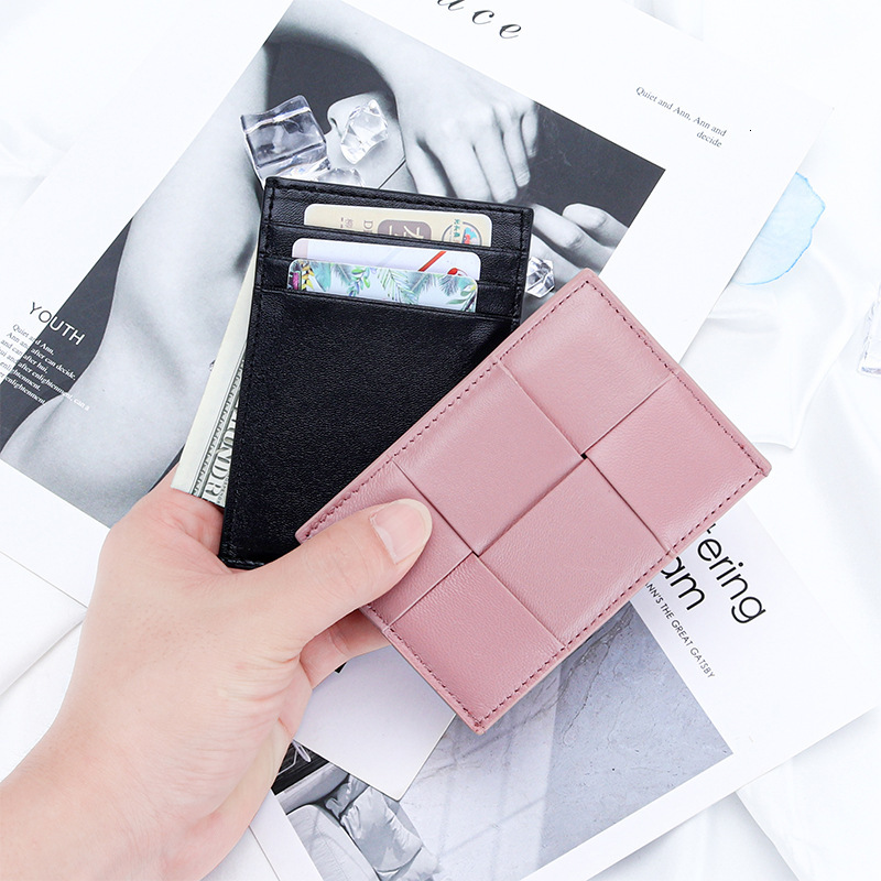 Small Luxury Wallet Card Sheepskin Holder Women 2025 New Designer Wallet Compact Ultra-thin Coin Purse Ins Niche Design Genuine Leather Woven Card Cas