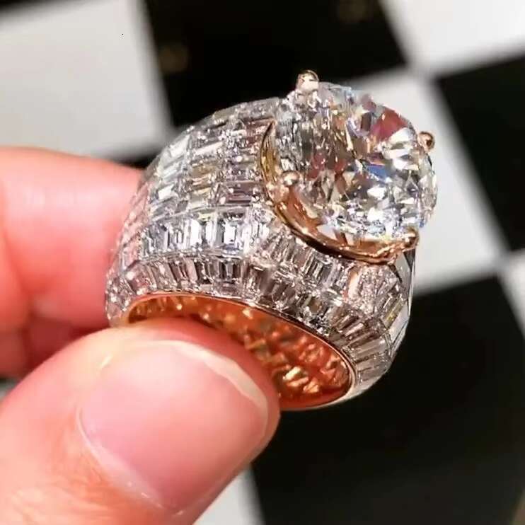 14k White Gold Ring Reasonable Price Real VVS Diamond Luxury VVS Moissanite Diamond Ring HipHop emerald Cut Diamond Ring