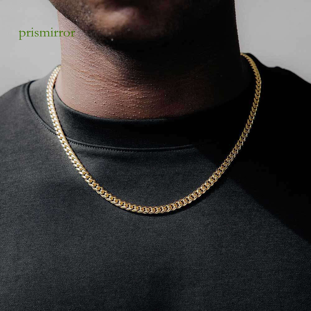 Miami Cuban Link Chain For Men Punk Gold Chains Stainless Steel Choker Necklace Hip Hop Jewelry Gift 5mm 16-30 inch