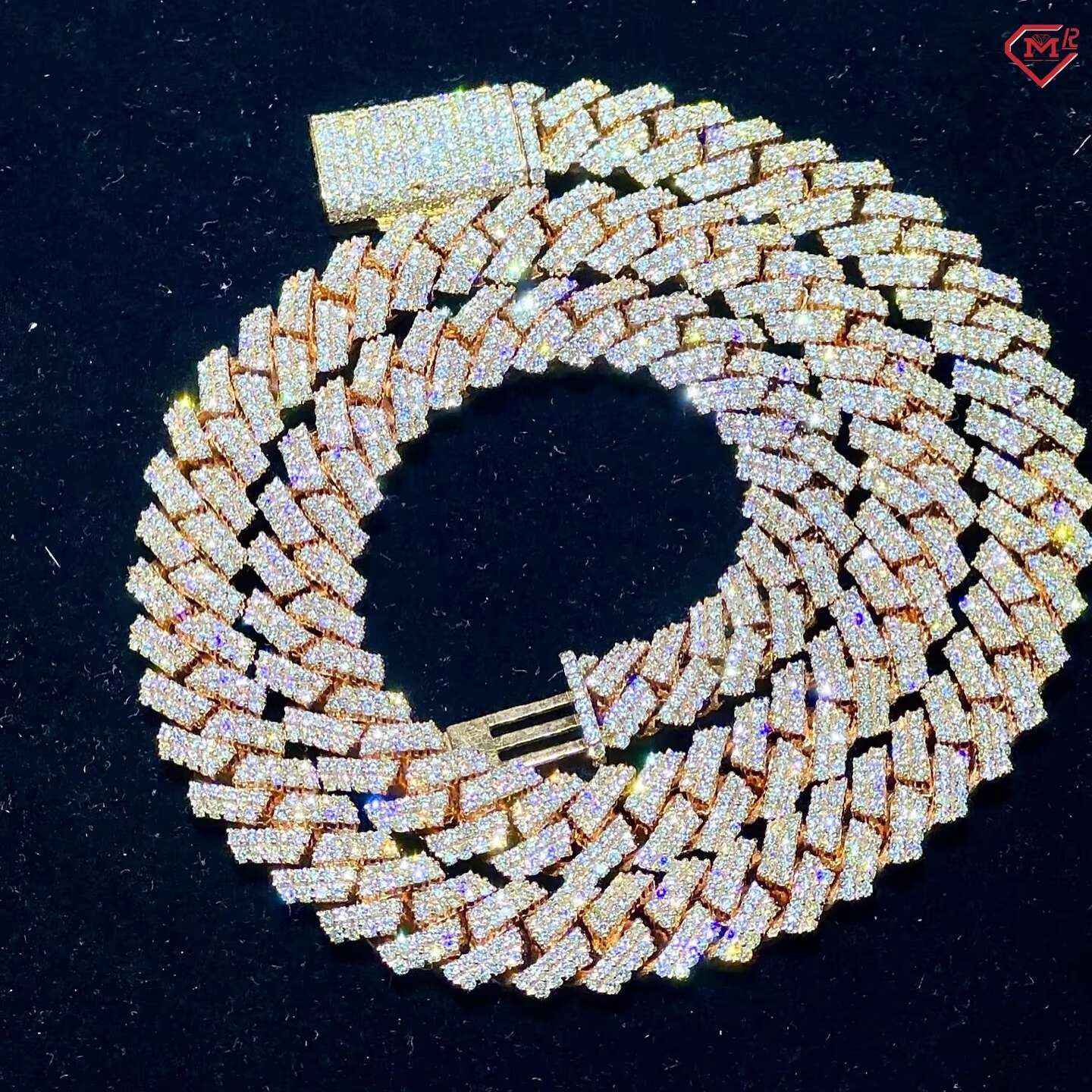 14mm Hip Hop Cuban Link Chain Men Luxury VVS Iced Out Moissanite Diamond 925 Silver Moissanite Cuban Chain