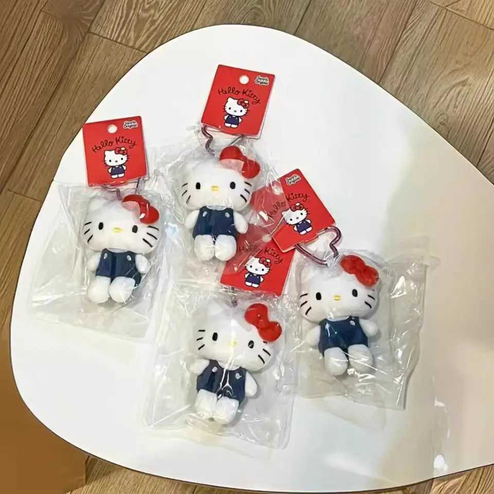 Sanrio Hello Kitty Plush Doll Keychain Love Knot Kitty Cat Cute Cartoon Plush Keychain Pendant Bag Accessories Giftsw250701