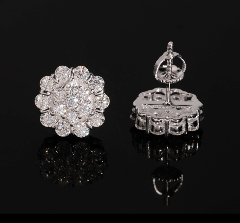 Fashion Jewelry Iced Out Diamond Hip Hop S925 Sterling Silver Men Moissanite Stud Earring