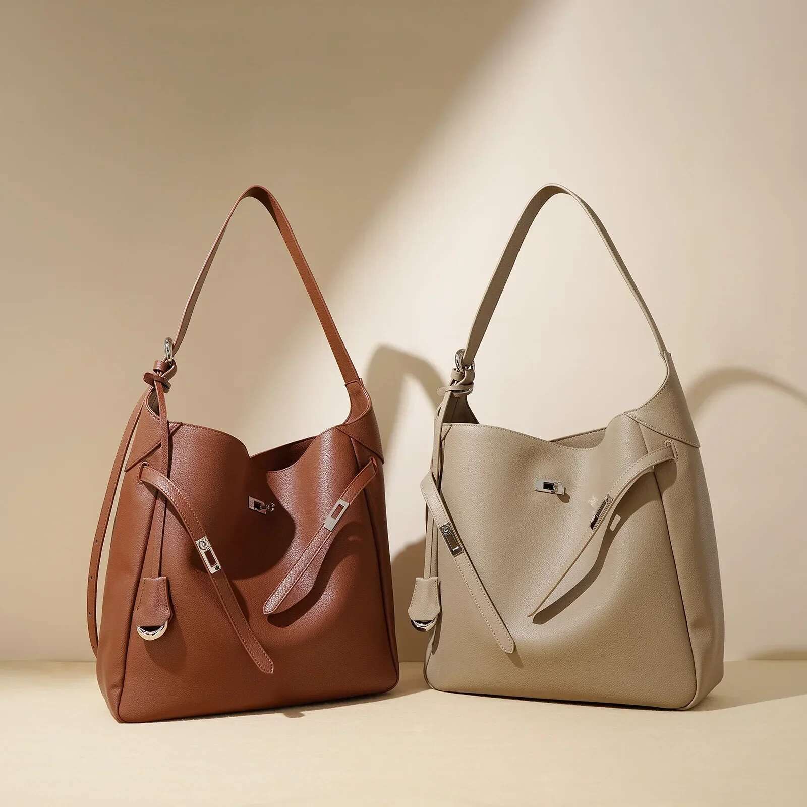 Genuine Leather Shoulder Handheld Large Underarm Fall Winter Designer Bucket Bag For Women New