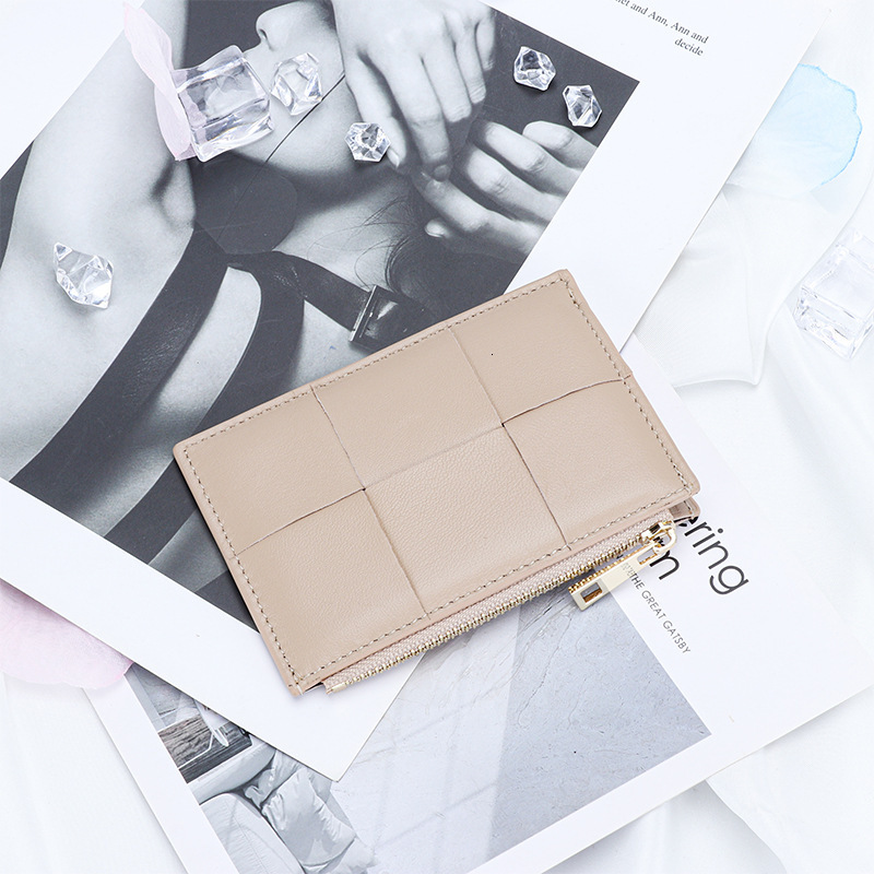 Card Luxury Wallet 2025 New Designer Wallet Holder Women's Sheepskin Woven Coin Purse Ins Small Ultra-thin Exquisite Zipper Multi-functional Coin
