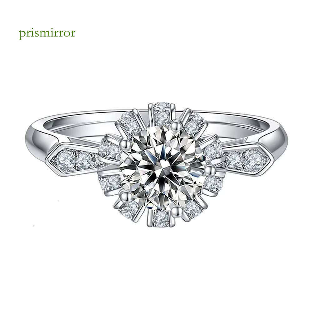 RINNTIN SMR70 D-E VVS Jewelry Set Pure Silver Wedding Silica Ring