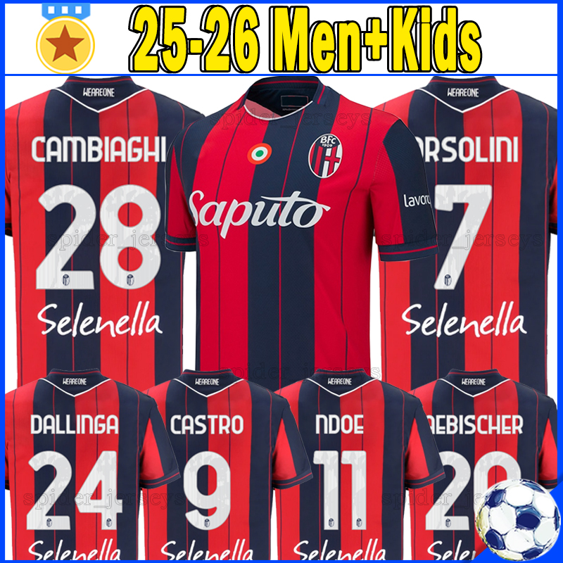 25 26 Bologna F.C. ORSOLINI Soccer Jerseys CAMBIAGHI AEBISCHER NDOYE FERGUSON 2025 2026 LUCUMI LYKOGIANNIS MIRANDA HOLM Football Shirts ODGAARD MORO ERLIC kids