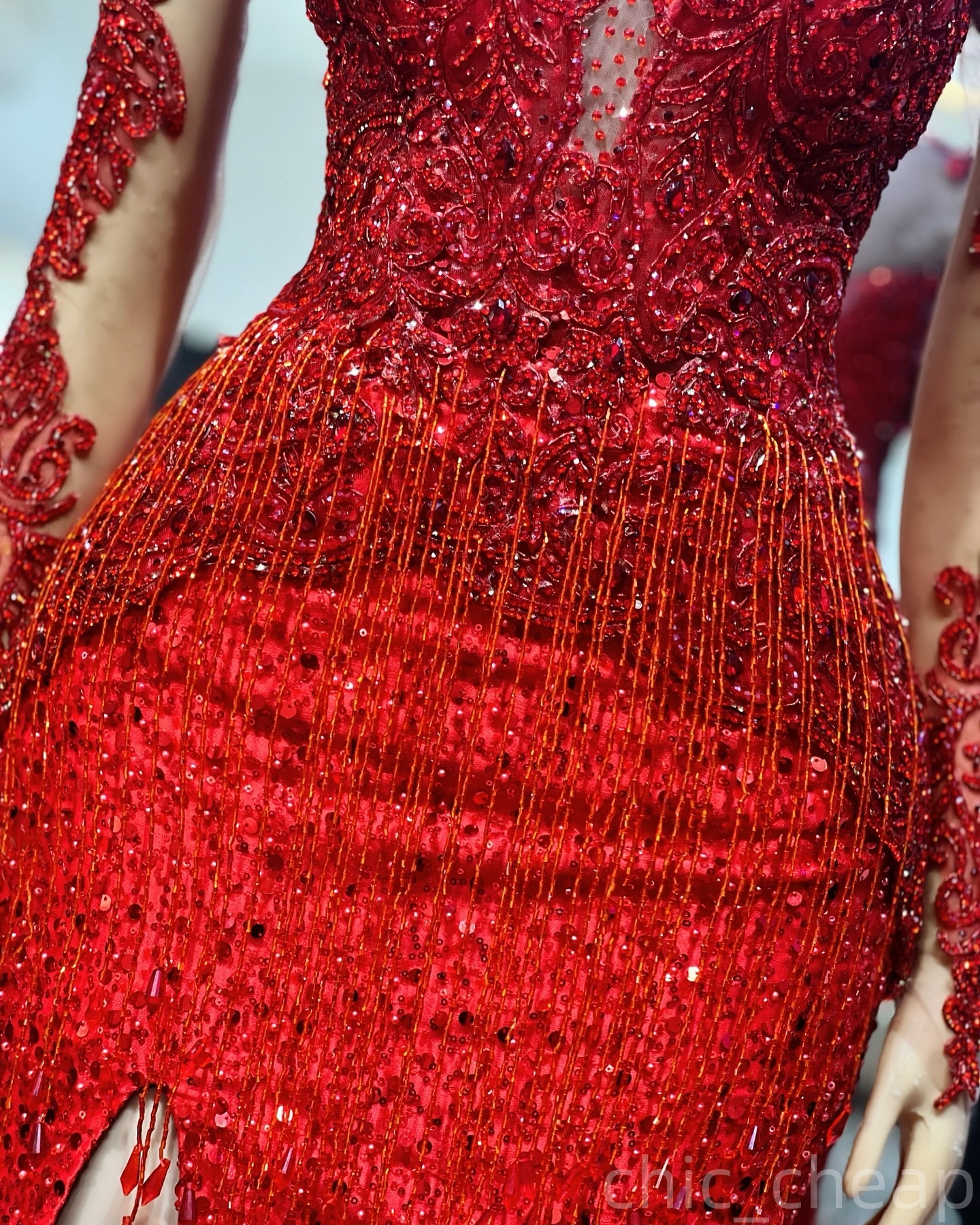 Red Mermaid Prom Dresses 2025 Lace Beaded Crystals Sequined High Split Evening Formal Party Second Birthday Engagement Gowns Plus Size Dress For Speci