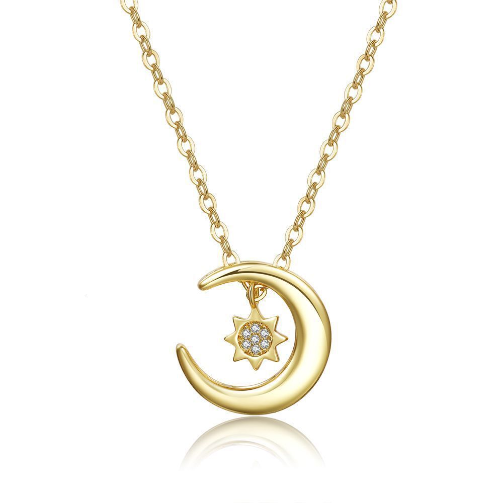 2025 New Designer Necklace Small Accessories Wholesale Korean Fashion Trendy Star And Moon Couple Necklaces Pair Trendy Men And Women Sweater Collarbo