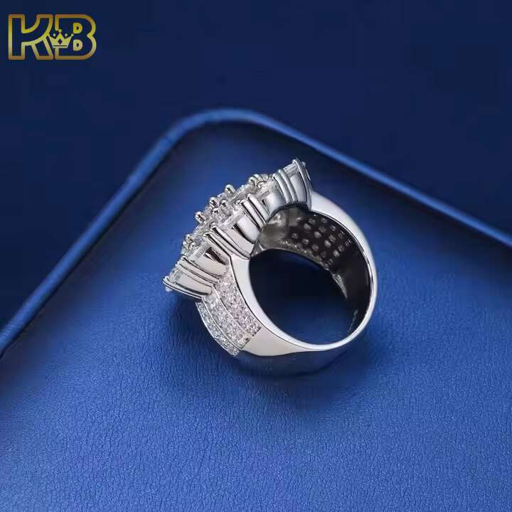 Premium Handcrafted 925 Sterling Silver VVS Moissanite Honeycomb Iced Out Ring Custom Luxury Hip Hop Bling Jewelry Wholesale