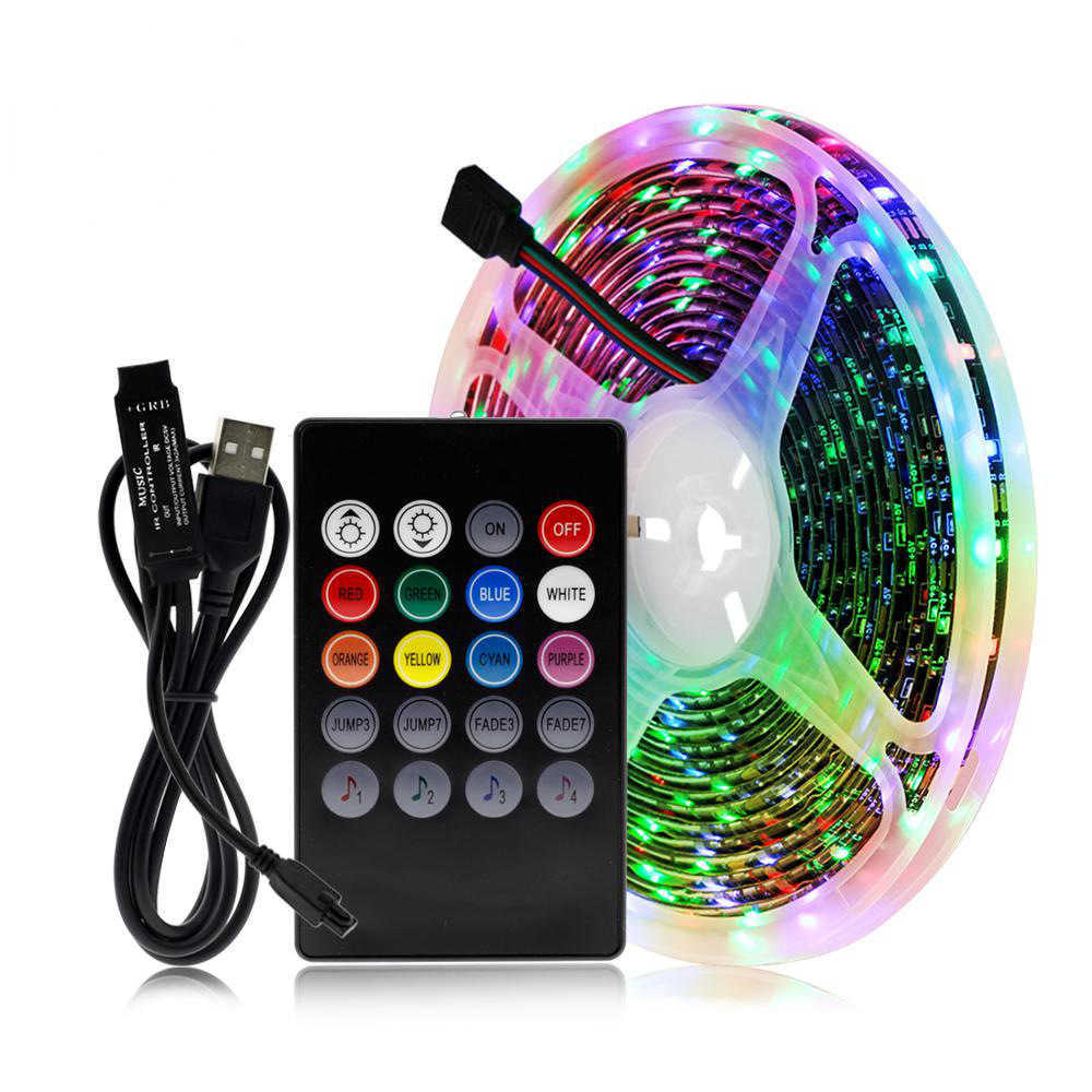 10-meter illuminated colorful light strip with seven-color intelligent set of LED atmosphere lights, USB color-changing 5V, self-adhesive lights for l