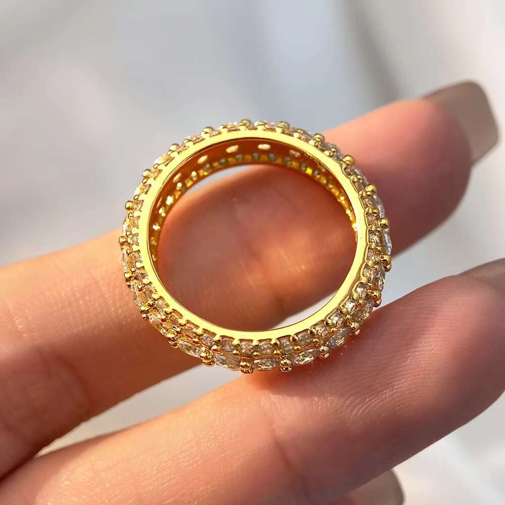 Mens Luxury 925 Sterling Silver Wedding Bands 14K Purity Whole White Zircon Gemstone Dainty Hip Hop Brilliant Cut for Weddings