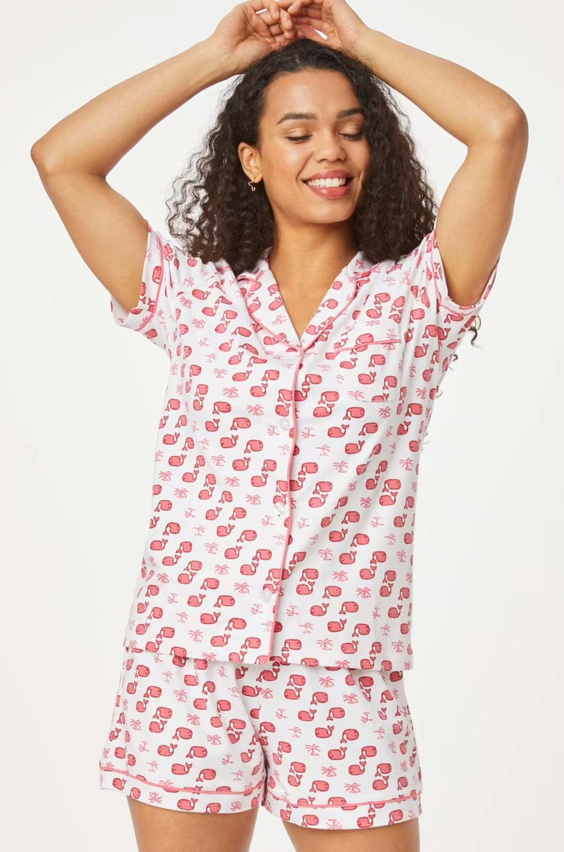 B946-Modal pajamas for women in summer with chest pads, thin and cool, simple and can be worn outside, short-sleeved shorts suit