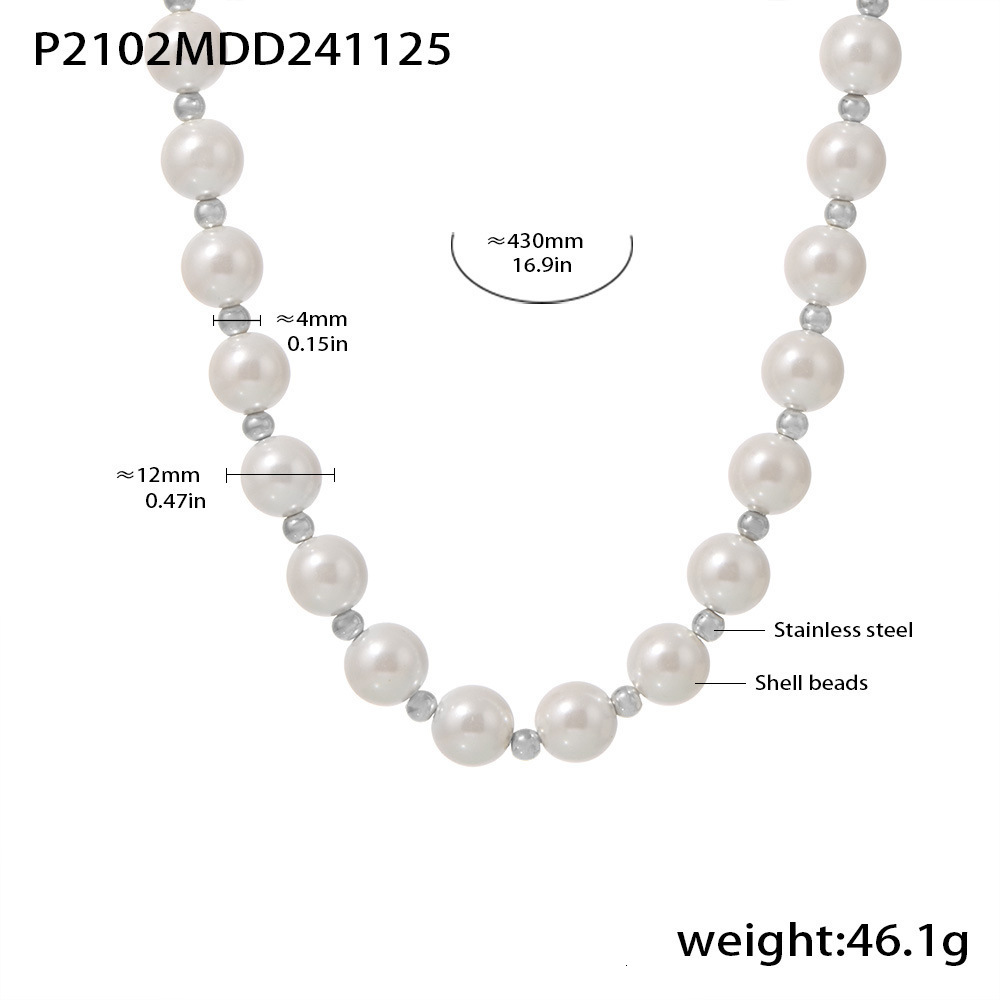 2025 new designer women s exudes an elegant charm it features a 12mm large pearl womens necklace with gold beads and rice grain splicing collarbone ch