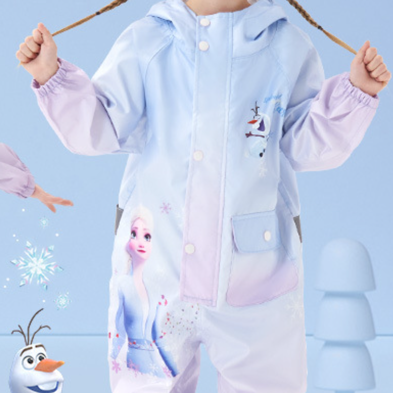 Disney Unisex Children's Raincoat with a large brim design soft EVA material Children's raincoat set Reflective belt design for hooded rainc