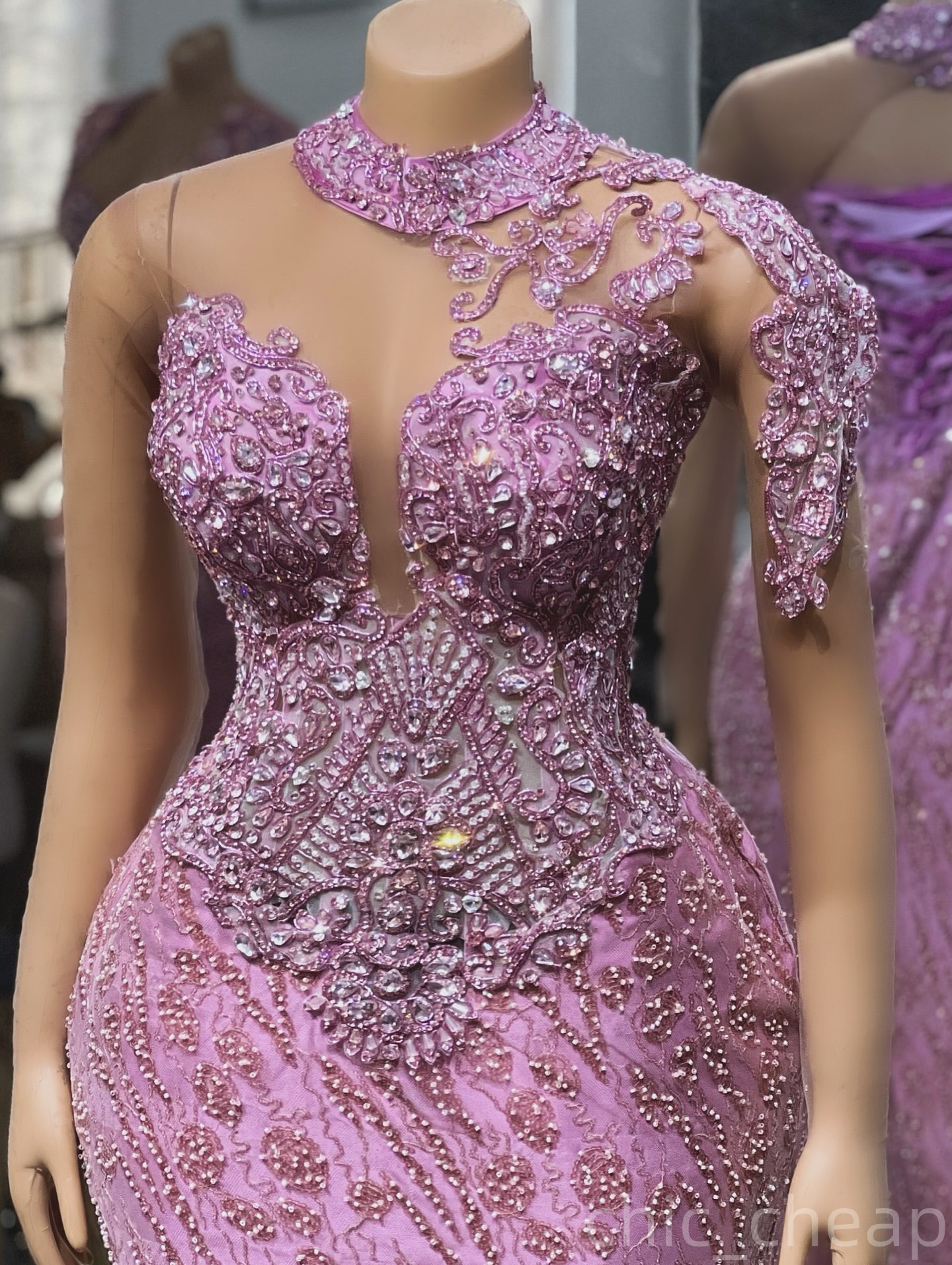 Lilac Mermaid Prom Dresses 2025 Lace Beaded Crystals Full Sleeves Evening Formal Party Second Birthday Engagement Gowns Plus Size Dress For Special Oc