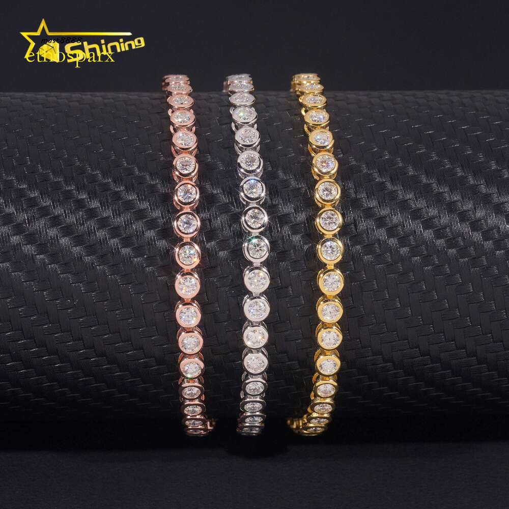 Brilliant Bezel Setting Women Bracelets Gold Plated Sier Jewelry 3MM Tennis Dia Bracelet VVS