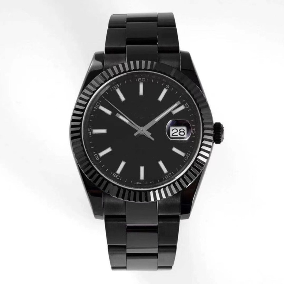 Designer men's black steel watch, 41mm, water-resistant, sapphire, luxurious, high-end luminous watch, birthday gift