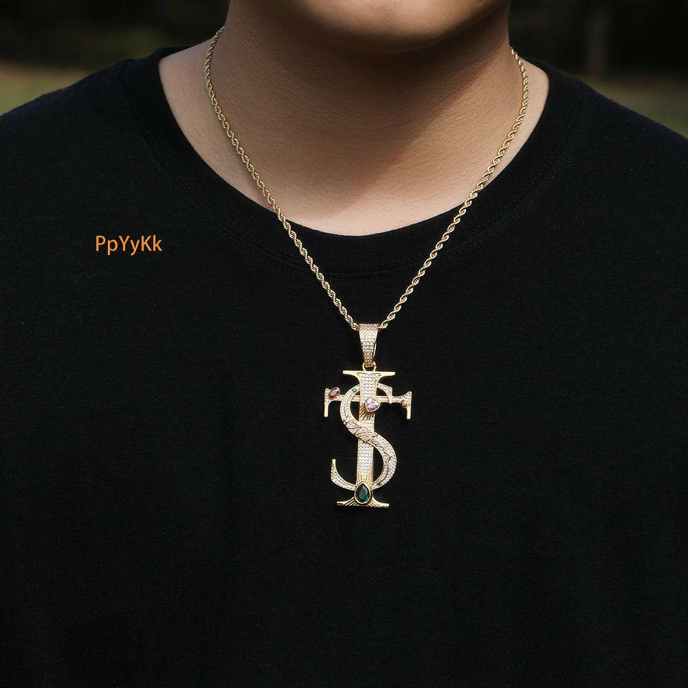Luxury Jewelry High Quality Fashion TS Cross Pendant Necklace Men Trendy Versatile Iced Out Hip Hop Moissanite Accessory Pass the diamond tester
