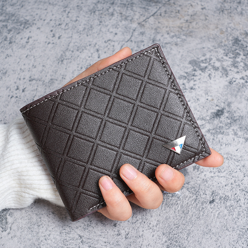 Men's Wallet New Luxury Wallet Short Designer Wallet Money Clip for Young Men Fashion Casual Plaid Multi-Card Slot Thin Soft Leather Wallet Coin 