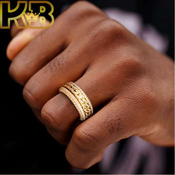 Custom Hip Hop Jewelry Ring 925 Silver VVS Moissnite Diamond Clover Style Gold Plated Ring for Men Women