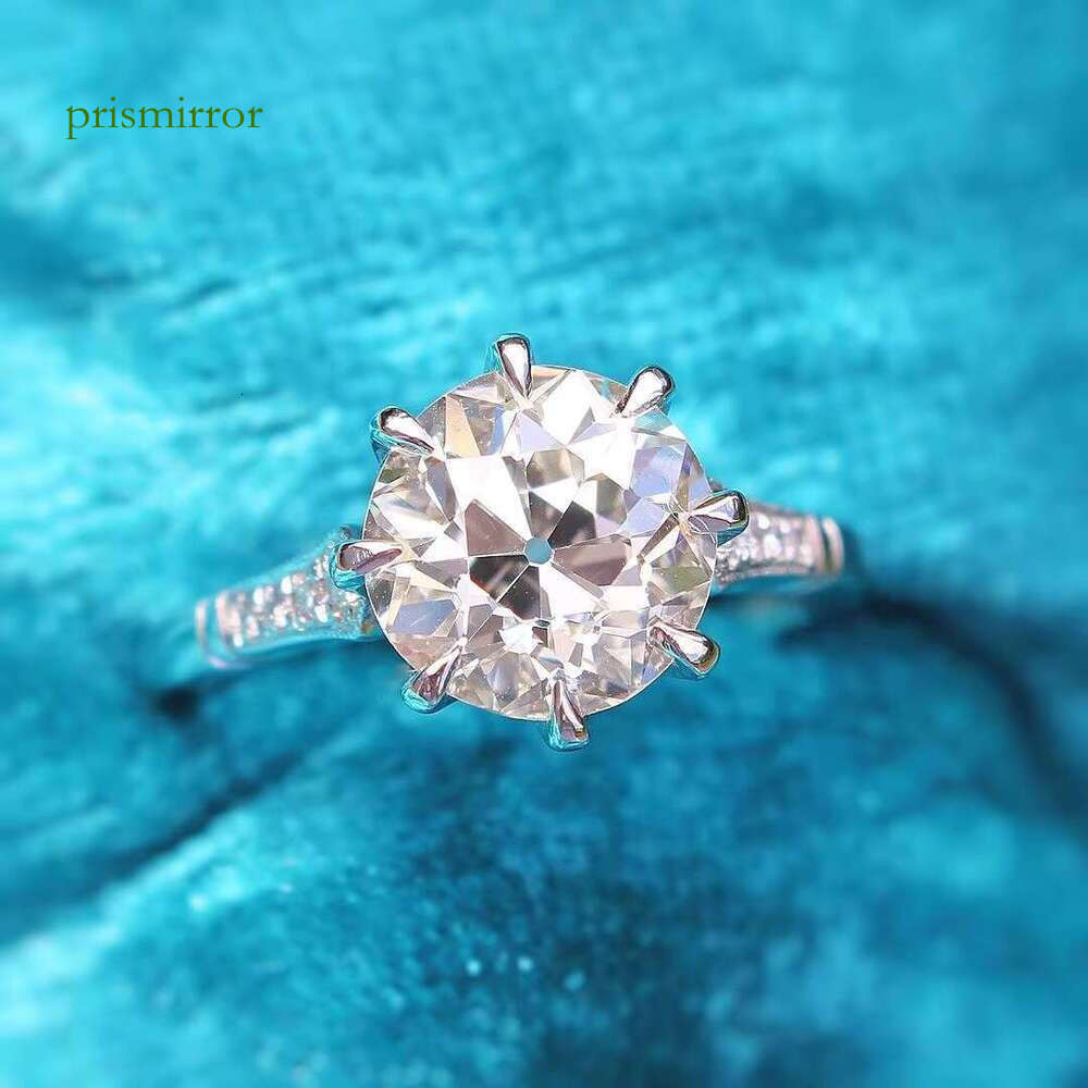 Old cut 2.20 Ctw moissanite engagement and wedding ring, original sterling silver party boutique jewelry