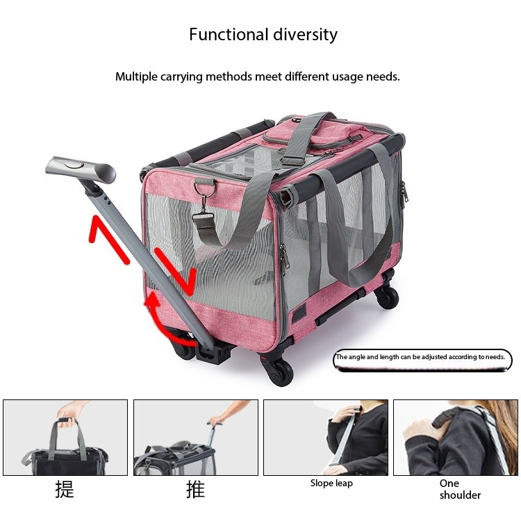Pet Trolley Bag Katziela Rolling Transport Bag Airline Standard Dog Cage TSA Approved Small Dog and Cat Pet Transport Bag Soft FAA Travel Airplane Dog