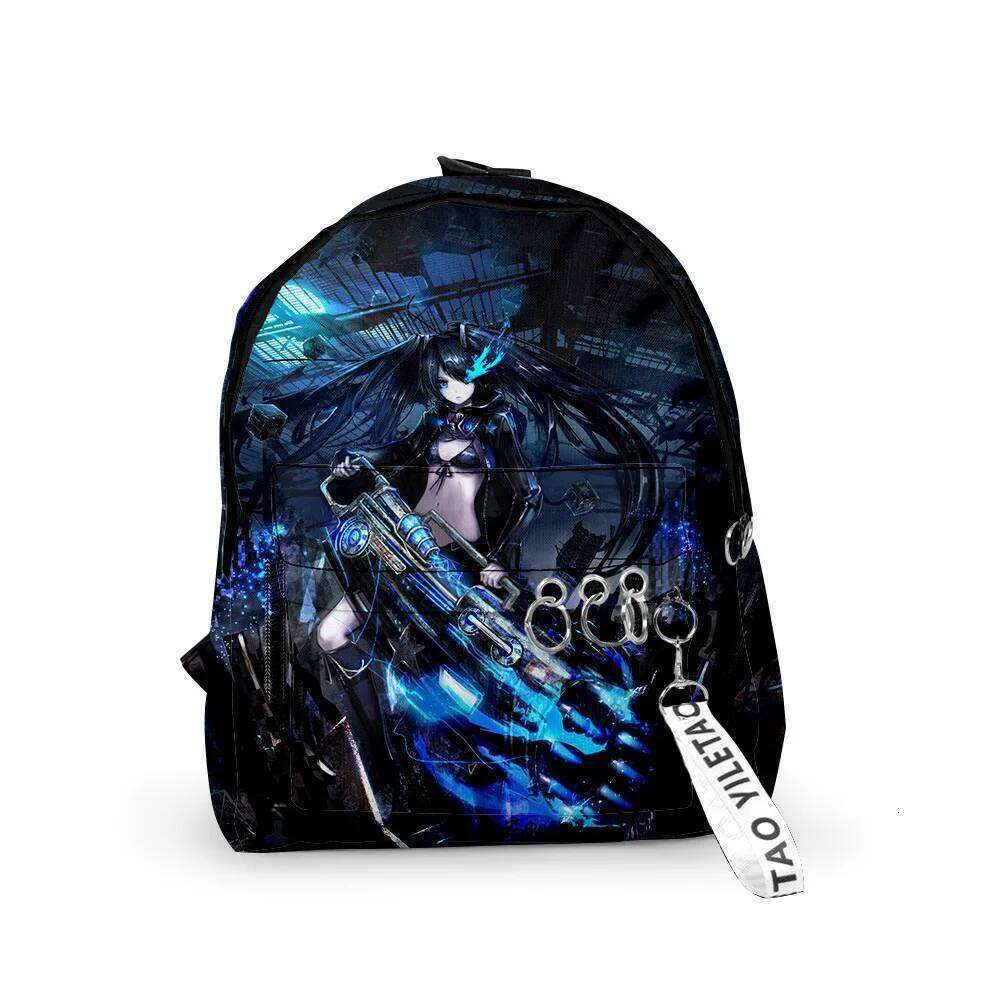 2025Fashion Novelty Black Rock Shooter Boys/Girls School Bags 3D Print Keychains Oxford Waterproof Cute Small Backpacks designer shoes