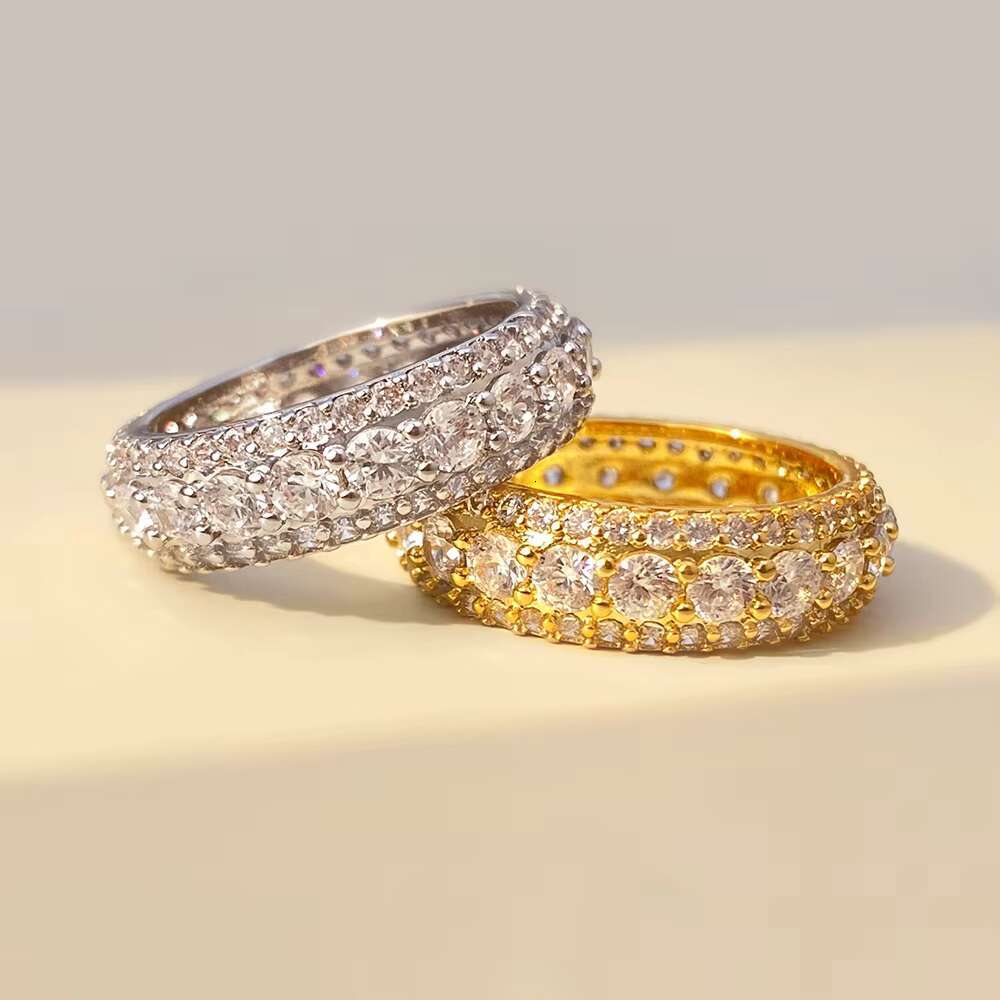 Mens Luxury 925 Sterling Silver Wedding Bands 14K Purity Whole White Zircon Gemstone Dainty Hip Hop Brilliant Cut for Weddings