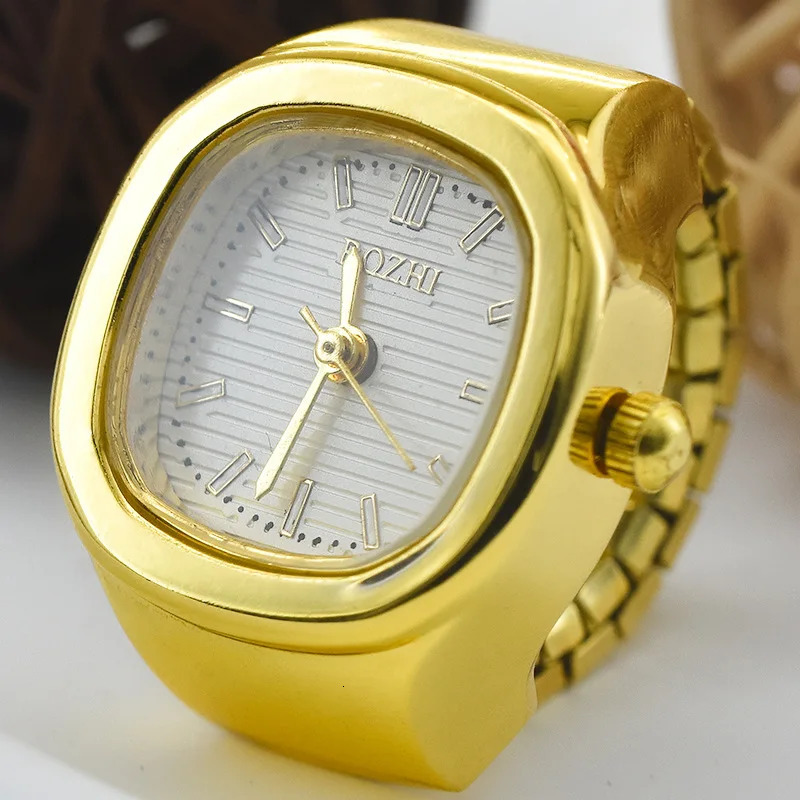 WLP Creative Punk ial Quartz Watches Rings for Women Men Couples Mini Elastic Strap Alloy Watch Finger Ring Jewelry 250701