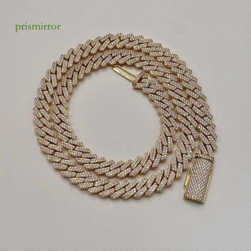 Hip hop 10mm 2-row necklace made of pure sier and chilled moissanite Cuban chain