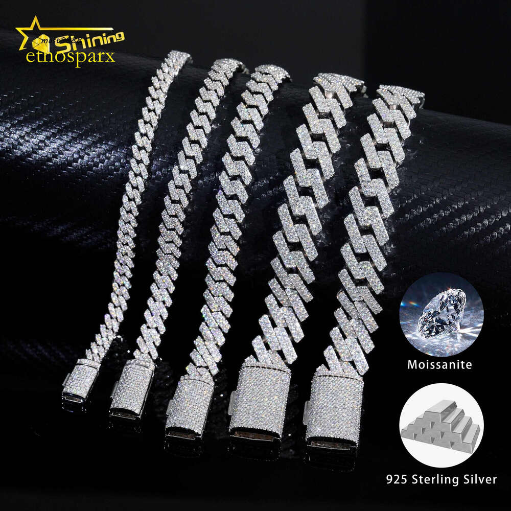Ready to Ship 6/8/10/15mm Sterling Sier Vvs Men Women Hip Hop Iced Out Gold Moissanite Cuban Link Bracelet