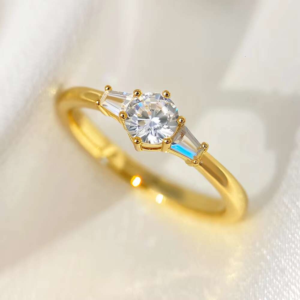 Custom New Design Womens 925 Sterling Silver 14K 18K Gold Plated Purity Silver Ring Zircon Weddings Bnad Engagement Party Gifts