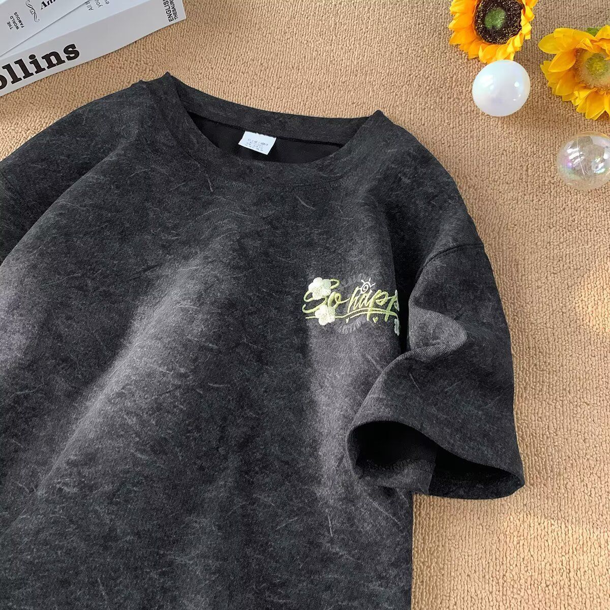 240g Loose Fit Pure Cotton American Style Trendy High Street Cool Short Sleeve T-shirt For Men Summer Heavyweight Crew Neck Half Designer T Shirt Slee