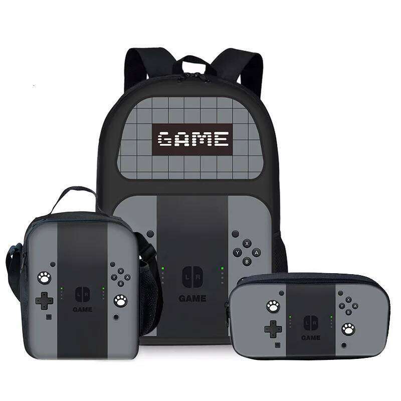 Fashion Novelty Cool games console 3D Print 3pcs/Set pupil School Bags Laptop Daypack Backpack Crossbody Lunch bag Pencil Case