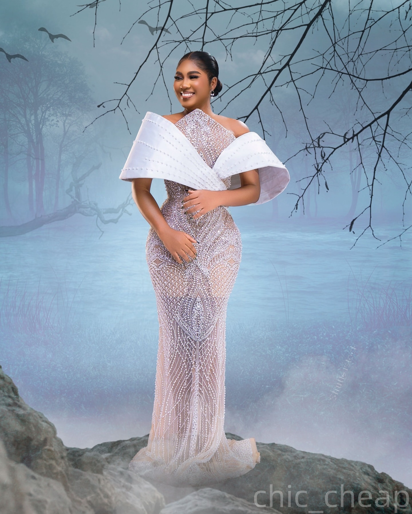 Mermaid Ivory Prom Dresses 2025 Illusion Beaded Sequined Stylish Evening Formal Party Second Birthday Engagement Gowns Plus Size Dress For Special Occ