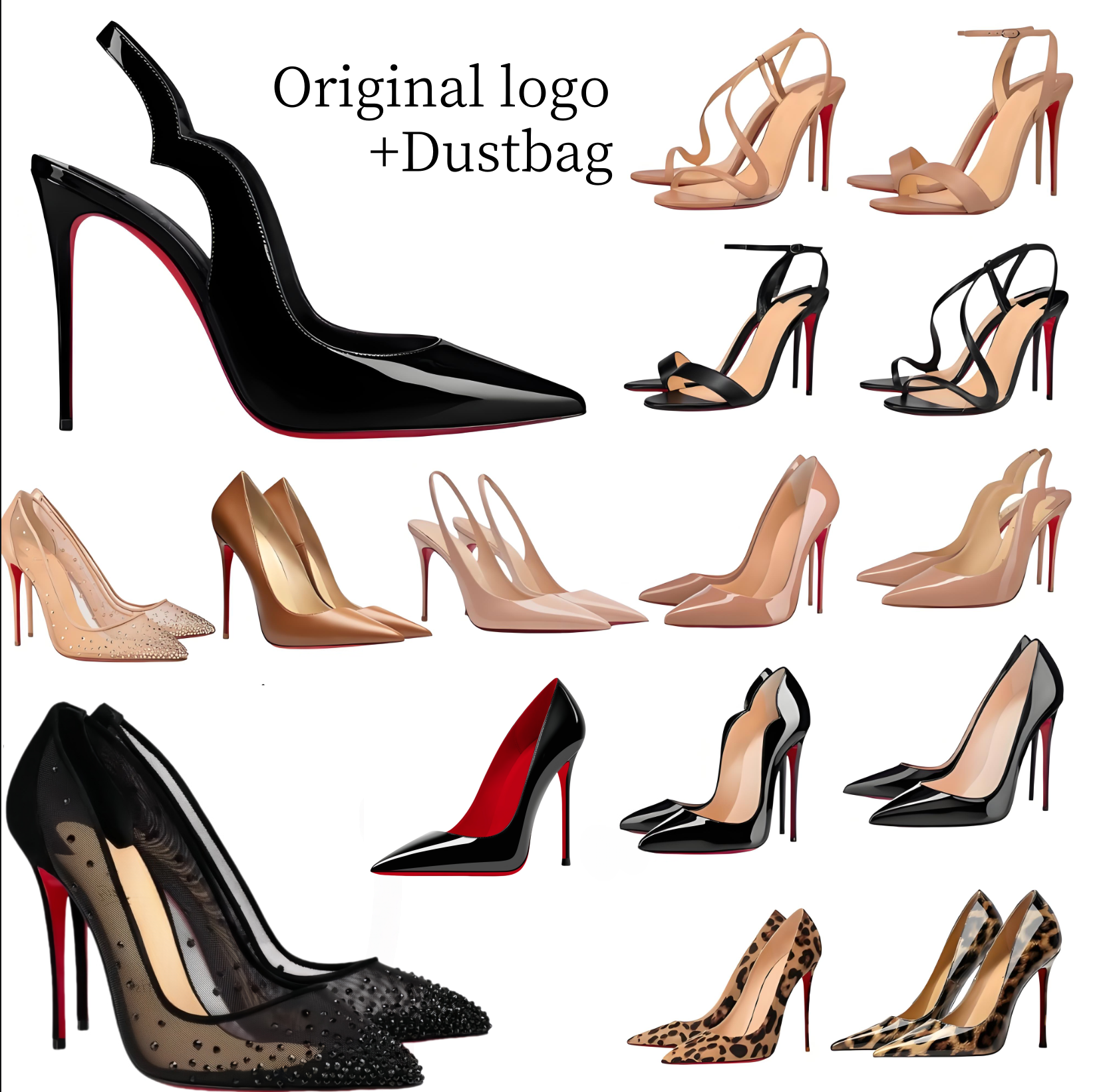 Women Red Shiny BottomShoes High Heels Shoes Designer Pointed Toe Sandals 6 8 10 12cm Nude Black Patent Leather Woman Brand Pumps With Dustbag US4-13