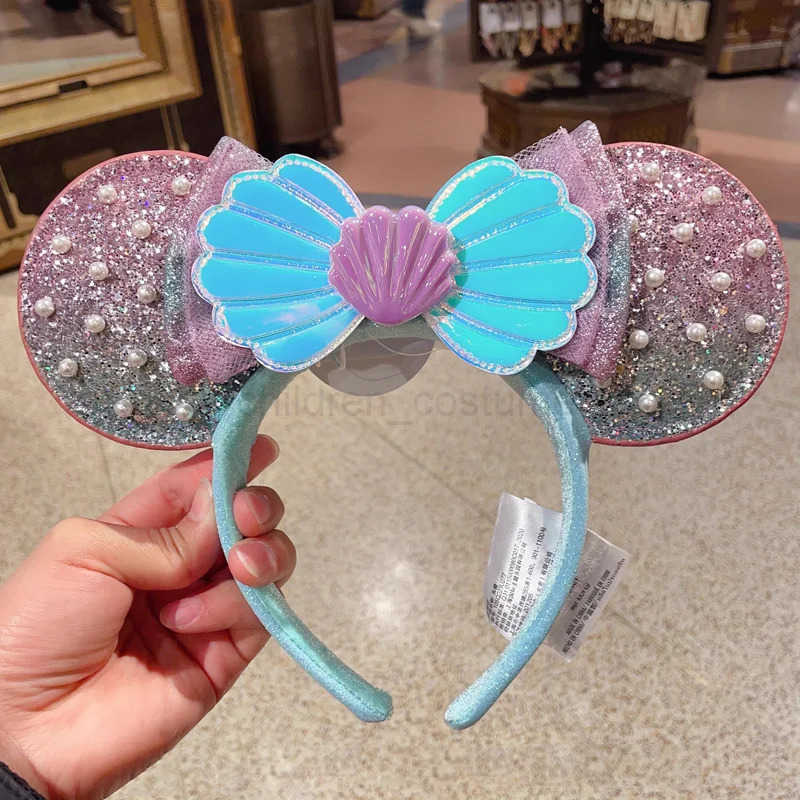Disney Princess Headband Mickey Ear Rapunzel Snow White Sequin Bow Hair Hoop Gift Girl Accessories Dinosaurs Christmas Jack W250701