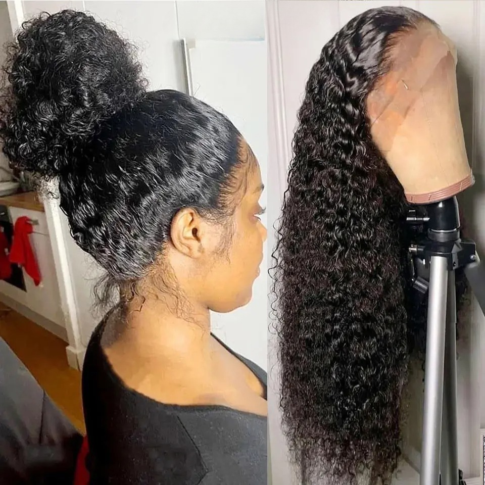 34 Inch Deep Wave Lace Frontal Wig 13x4 360 Hd Curly Human Hair Lace Front Wigs For Women Water Wave Pre Plucked Lace Wigs Synthetic Wig