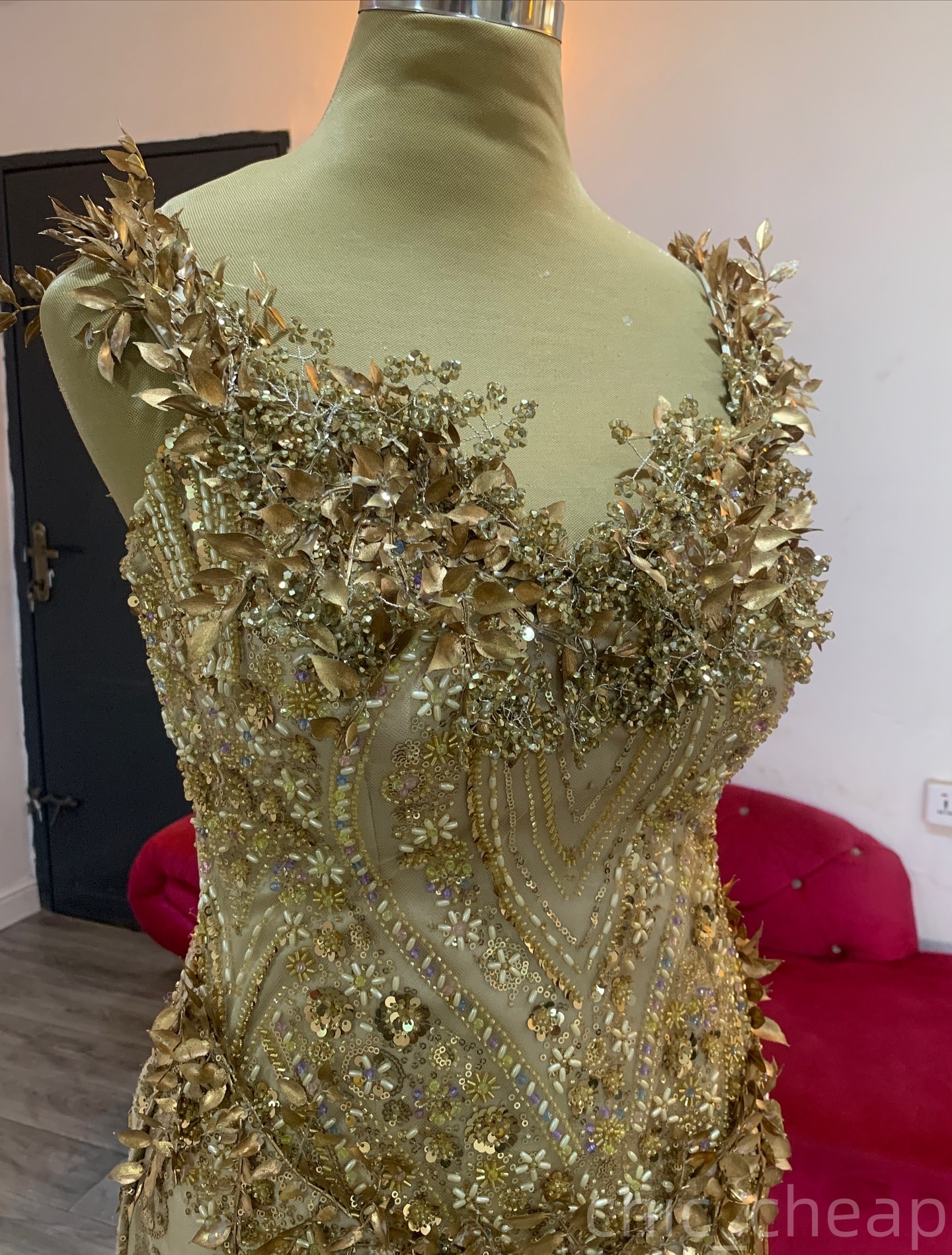 Mermaid Gold Prom Dresses 2025 Flowers Sequined V-neck Sparkly Evening Formal Party Second Birthday Engagement Gowns Plus Size Dress For Special Occas