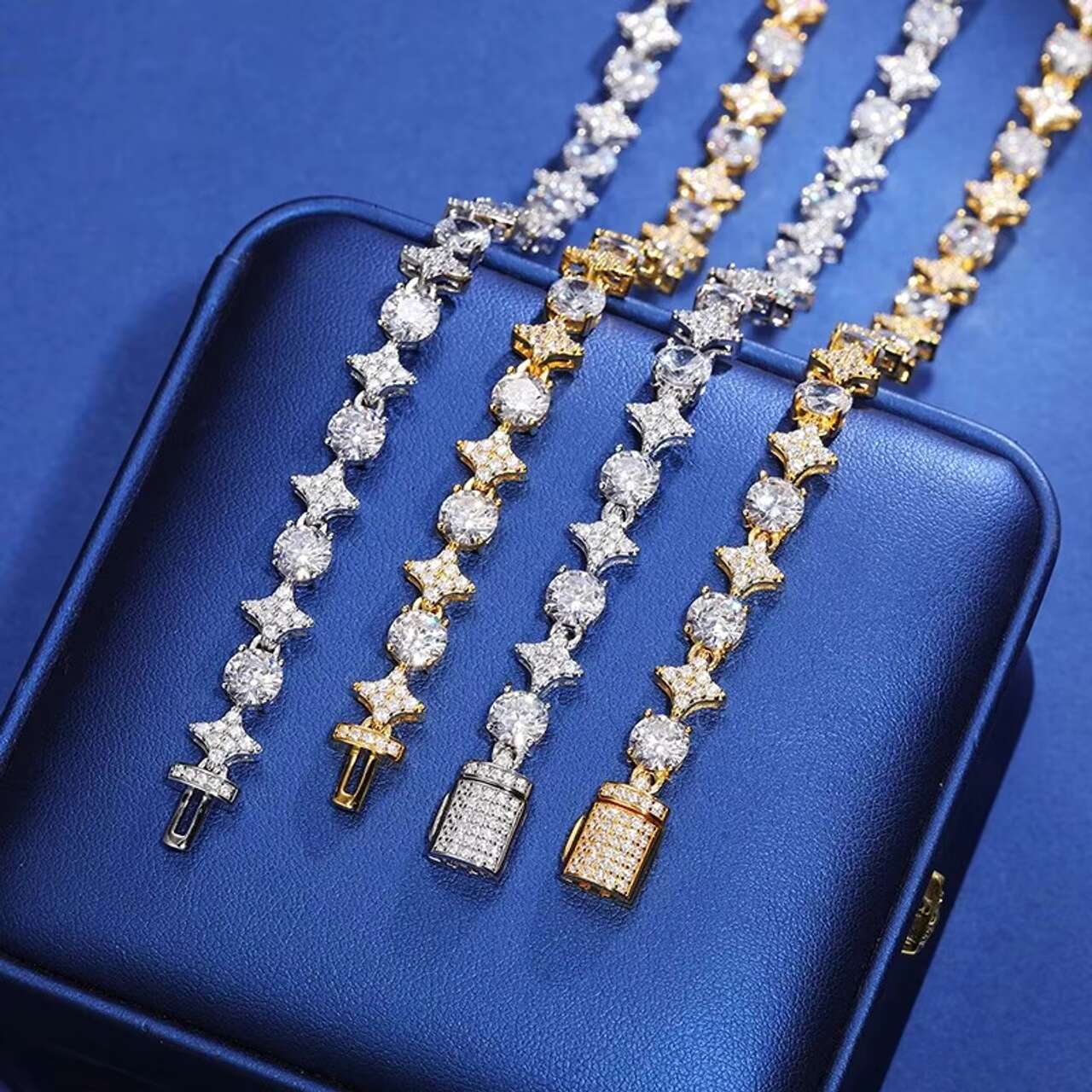 Solid Sterling Silver Hip Hop Moissanite Necklace with Circle Star Diamond Iced Style Chic and Stylish Accessory