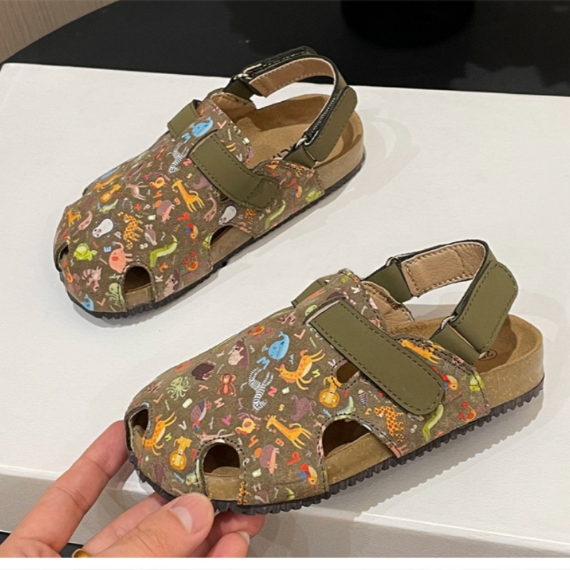 Kids Sandals Cartoon Soft Soled Beach Shoes Toddlers Boys Girls Sandal Children Youth Pink Green Yellow White Brown B8JM# z250708X533