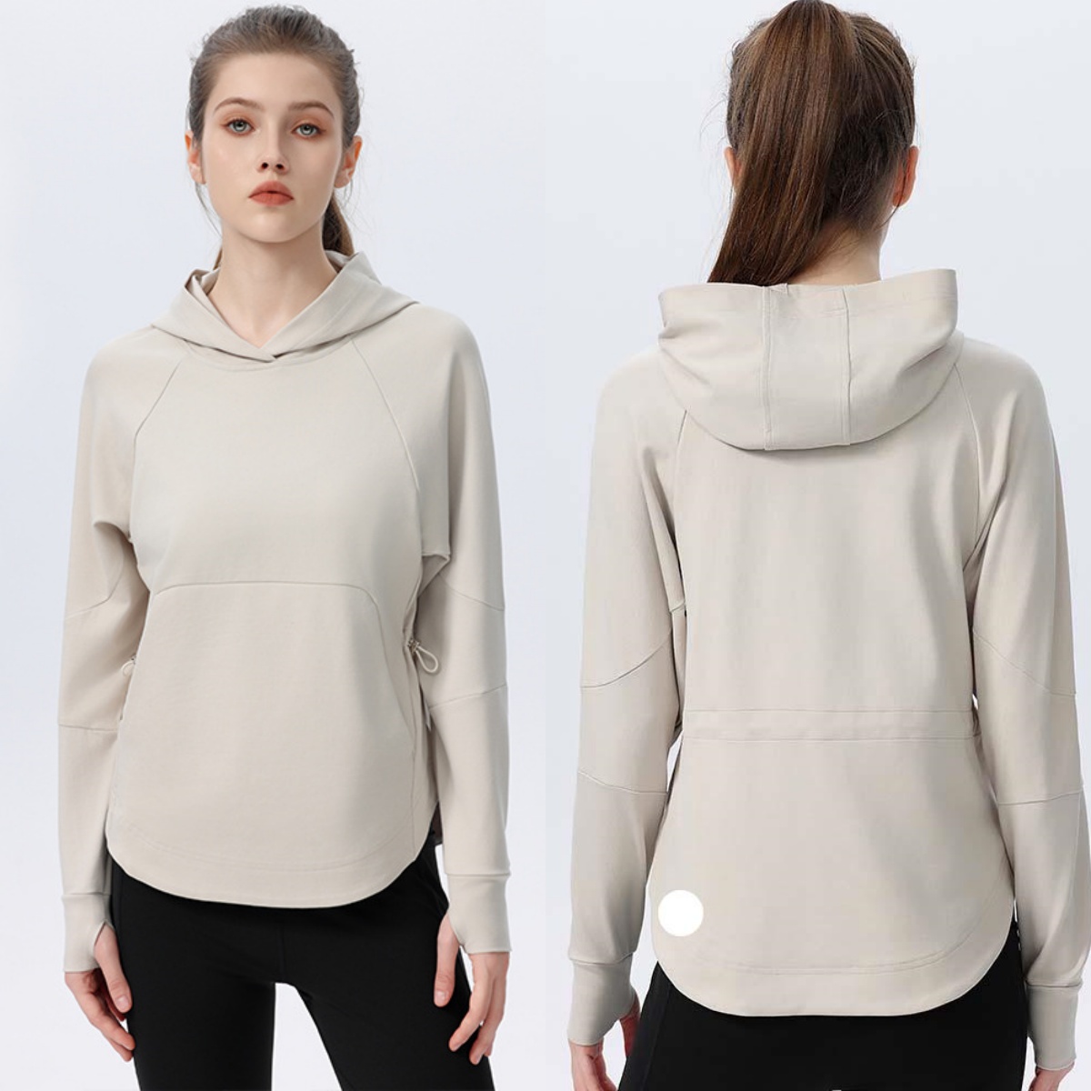 UU-L3420 Womens Loose-Fit Long Sleeve Hoodie for Yoga Sports Running Jacket Hooded Sweatshirt Full-Length Hoods Top for Exercise